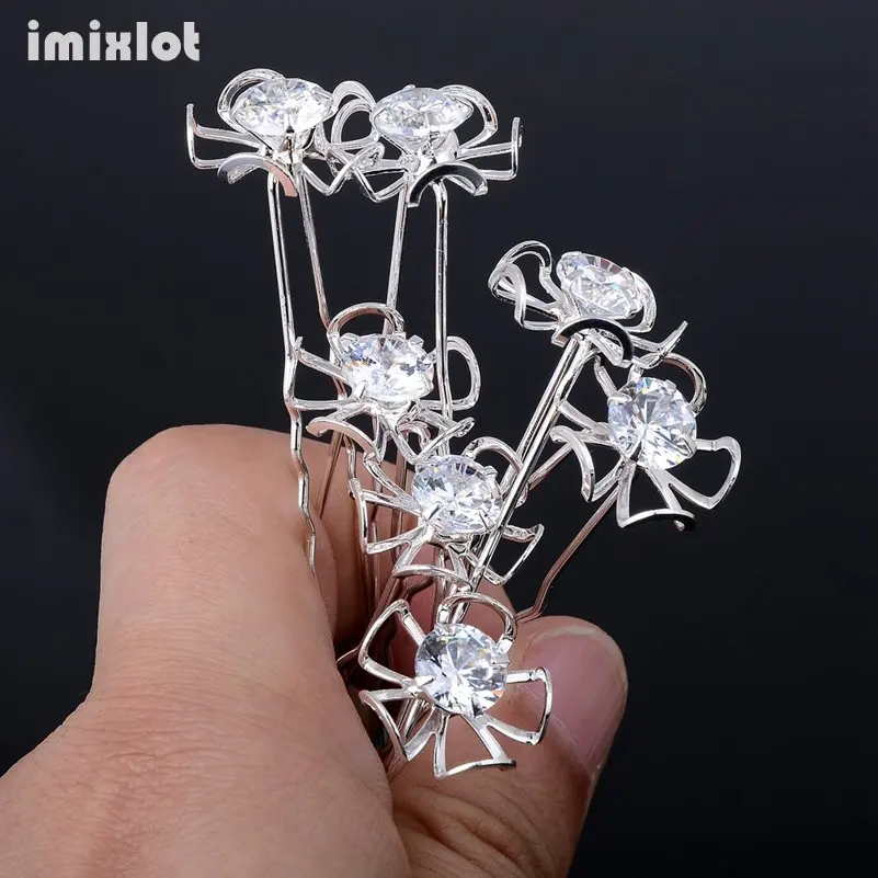 

20pcs Hollow Crystal Zircon Flower Hair Pin Clips Women Wedding Bridal Hair Jewelry Accessories Wholesale
