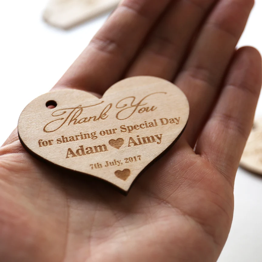 Personalised Rustic Wooden Entwined Hearts Wedding Favours Table Confetti 