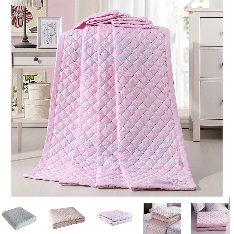 

Solid Grid Summer Quilts Washable Soft Comforter Bedspread Lightweight Double Quilted Bed Duvet Pink Summer Bed Quilt 200*230cm