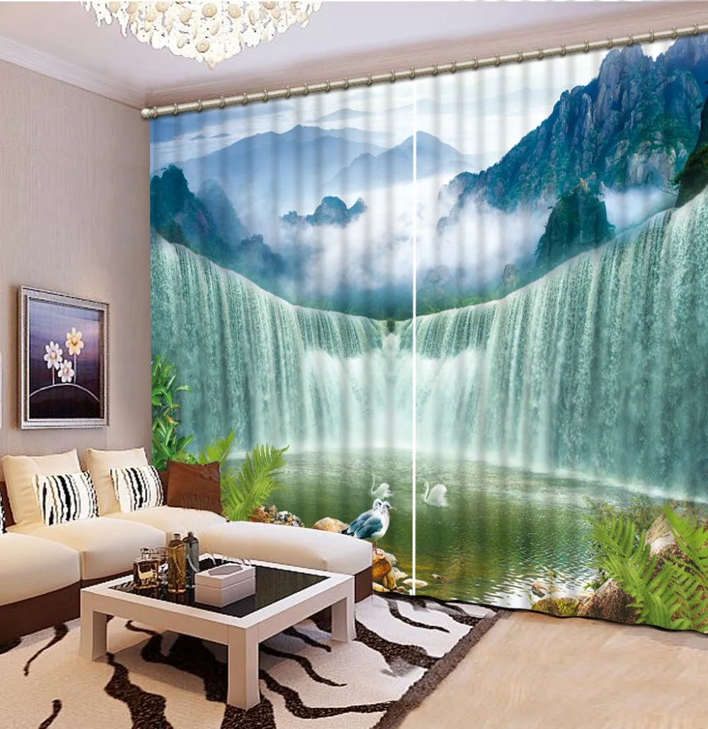 

durable beautiful stereoscopic curtains for bedroom waterfall window curtain blackout 3D curtain