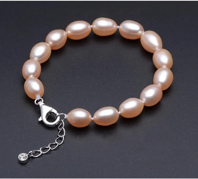 Женский браслет из серебра 925 пробы с натуральным жемчугом 8 мм|bracelets for|charm