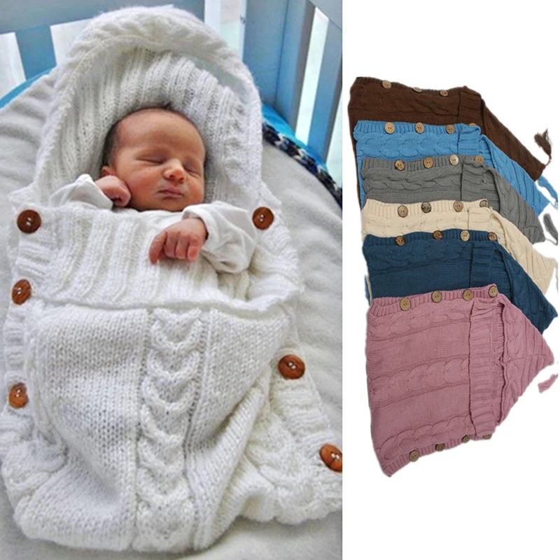 Knitted Sleeping Bag Newborn Infant 0 12M Baby Girl Boy Winter Wool