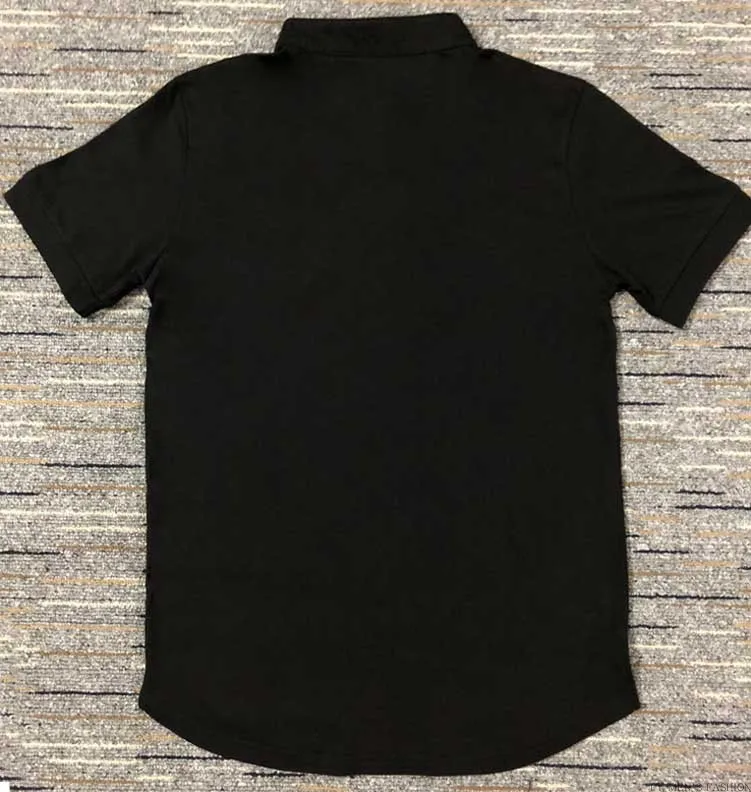 Новинка, Мужская брендовая Модная Летняя шелковая Повседневная футболка Kanye West Sik в стиле хип-хоп с асимметричным вырезом и пуговицами, с коротким рукавом, черная, белая