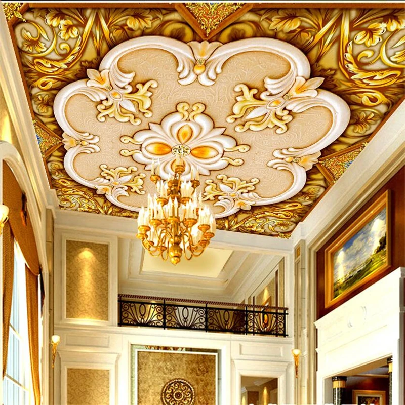 

wellyu Custom wallpaper 3d large обои European gold classical pattern living room zenith mural floor papel de parede wall papaer