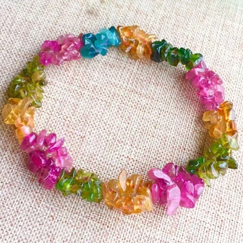 

JoursNeige Natural Tourmaline Stone Bracelets Gravel Bracelet Multi Bright Color Bracelet for Women Girl Gift Bracelet