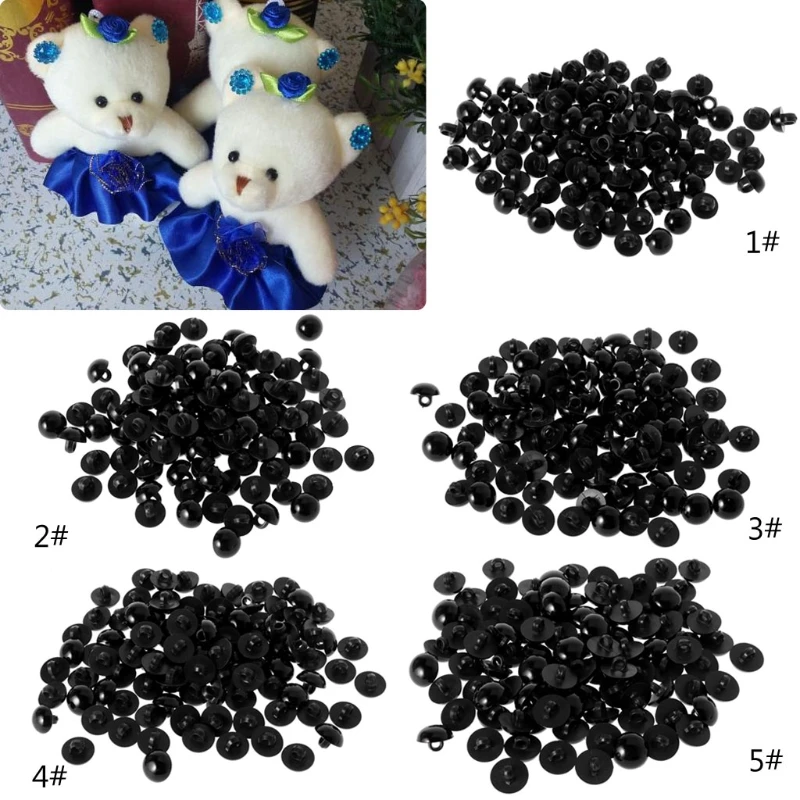

100x Black Shank Button DIY Sewing Eye Shirt Doll DIY Craft 9/10/11.5/12.5/15mm