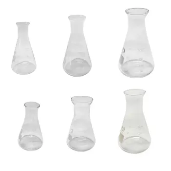 

6pcs 100ml-500ml Erlenmeyer Glass Bottle Conical Beaker Flask Chemical Experiment Lab Supplies Science Educational Equipment