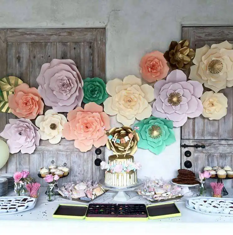 

2pcs Paper Flowers DIY Party Backdrop Decor Flower Wedding Party Hen Party Kids Birthday Home Room Decor Supplies 10cm 25cm