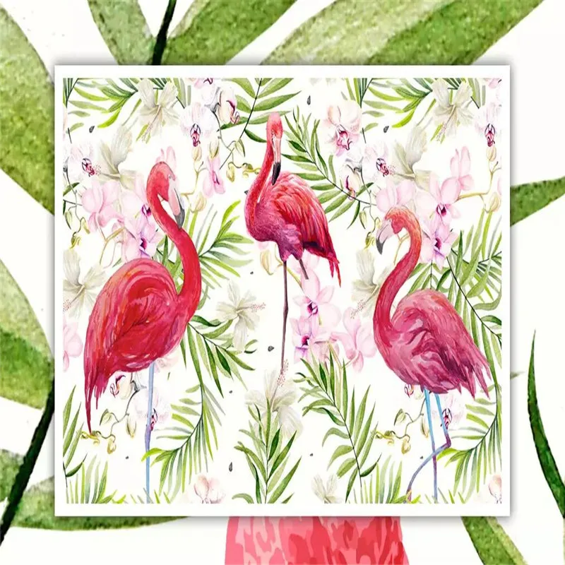 Современный минималистичный ручной росписью Фламинго тропический лес индивидуальный фон стены профессиональное производство обои