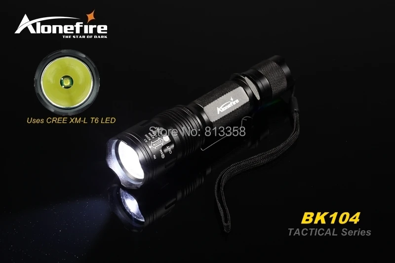 AloneFire BK104 тактическая серия CREE XM-L T6 светодиодный 5 режимов профессиональный зум тактический фонарь светильник