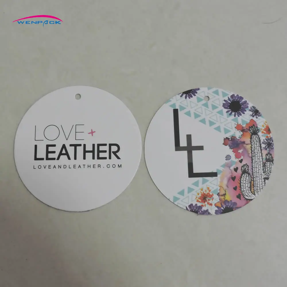 

custom printed gift round paper hang tag and garment swing tag