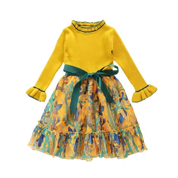

Spring Autumn winter baby girls dress Princess girls sweater dress 3-11years
