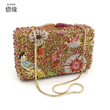 Xiyuan модный бренд класса люкс Алмаз Золото Вечерние сумки птицы горный хрусталь кристалл сцепления кошелек блеск Bolsa feminina сумка
