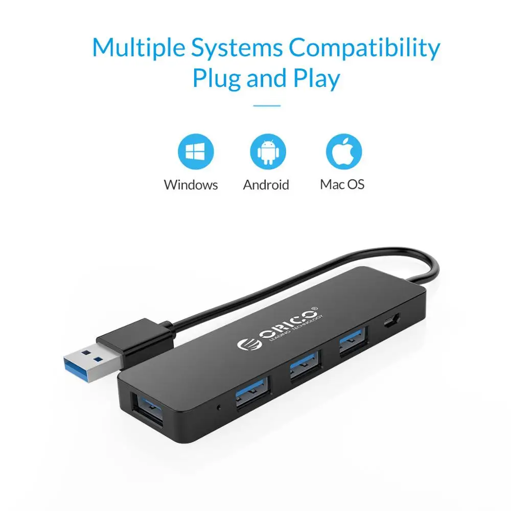 Концентратор питания ORICO Mini USB 3 0 4 порта OTG с интерфейсом Micro для ноутбука MacBook