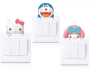 

Cartoon 3D Melody Doraemo Stitch Home Wall Switch Stickers 5 Pcs