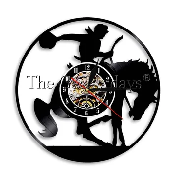 

1Piece Western Night Light Cowboy Wall Lamp Horsebreaker Saddle Horse Vinyl Clock Decorative Clock Vintage Wall Art