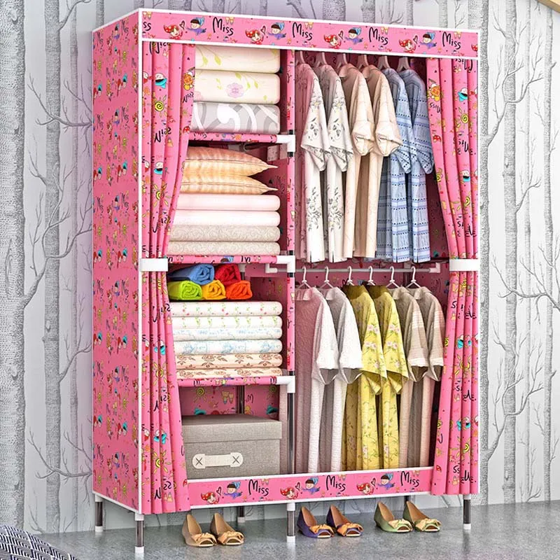 Fashion Oxford cloth cabinet 4-layer simple combination wardrobe dormitory bedroom convenient storage cabinet home furniture Fashion Oxford cloth cabinet 4-layer simple combination wardrobe dormitory bedroom convenient storage cabinet home furniture