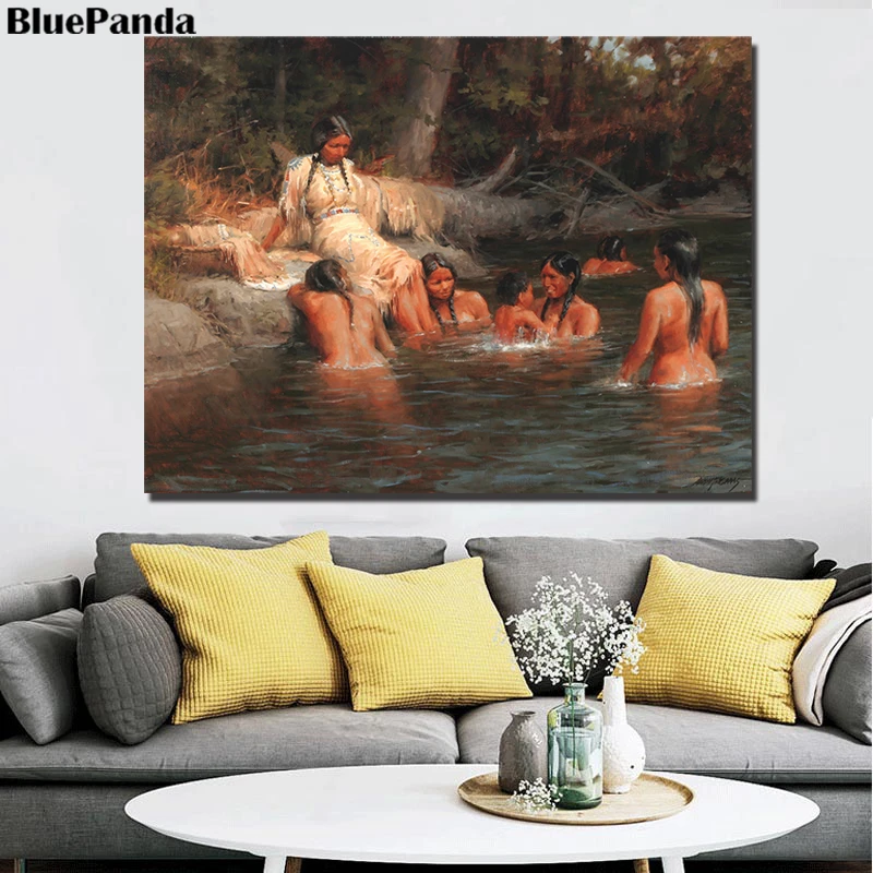 Western Art wall Modern Home decor table cowboy Oil painting Printed on canvas 