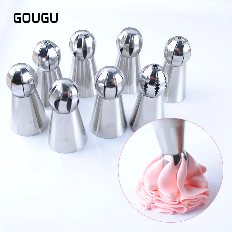 

10 Styles Ice Cream Piping Nozzle Tips Russian Torch Smooth Nozzle Stainless Steel Pastry Cake DIY Decorating Tool wholesale 1PC
