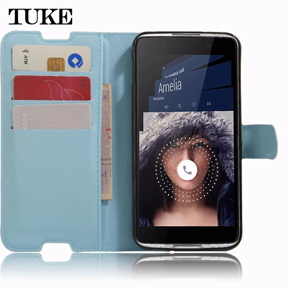 

TUKE High Quality Luxury Leather Flip Case for Alcatel Idol 4 (5.2 inches) Mobile Phone Wallet Stand Cover With Card Holder