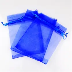 Оптовая продажа 100 шт 20x30 см подарочные мешочки из органзы Королевский синий цвет большой тянущаяся органза сумки пакеты для свадебных