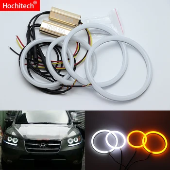 

for Hyundai Santa Fe santafe 2007-2012 White & Amber Dual color Cotton LED Angel eyes kit halo ring DRL Turn signal light