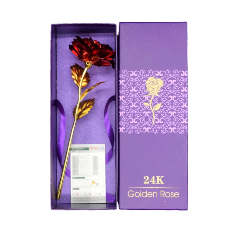 24 k позолоченный розовый с керамический Купидон коробка подарок на день Святого Валентина подарок на день матери цветок роза с золотистым напылением сушеные цветы - Цвет: red package