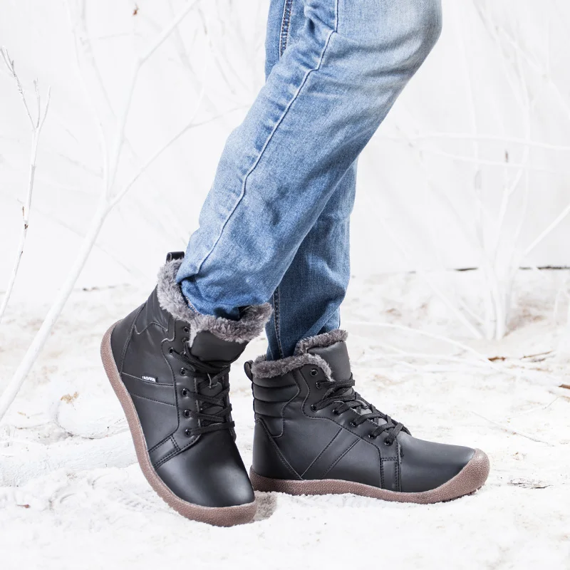 Мужские зимние треккинговые ботинки большого размера с мехом, унисекс, теплые зимние ботинки для прогулок, Мужская водонепроницаемая кожаная походная Уличная обувь