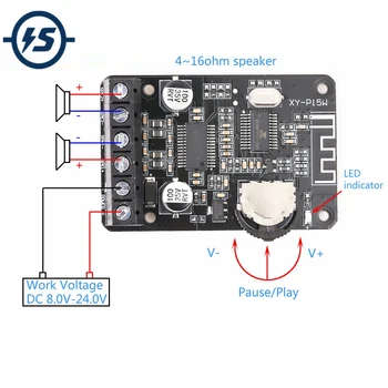 

Stereo Bluetooth Module Power Amplifier Dual-Channel Board 12V 24V 10W 15W 20W Bluetooth Receiver Module for DIY