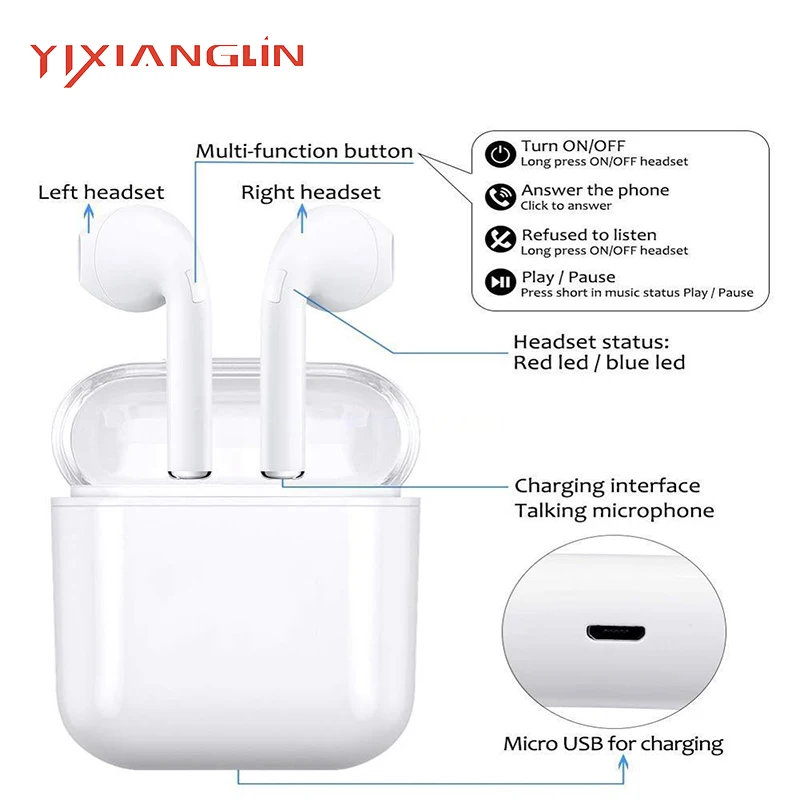 

YIXINGLIN i9s Tws Bluetooth Earphones Mini Wireless Earbuds Sport Handsfree Earphone Cordless Headset for xiaomi Phone
