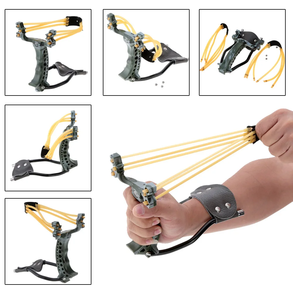 

2 rubber band Hunting Folding Wrist Camouflage Slingshots Catapult for Outdoor Games Powerful Slingshot Game Competition