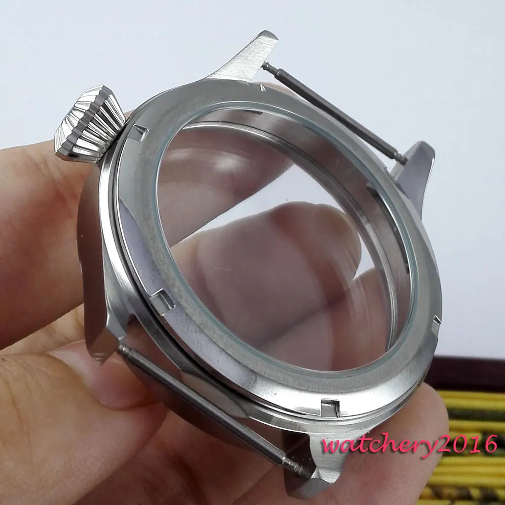 43mm sapphire glass stainless steel case fit eta 6497 6498 sea gull ST 3600 movement watch case 43mm sapphire glass stainless steel case fit eta 6497 6498 sea gull ST 3600 movement watch case