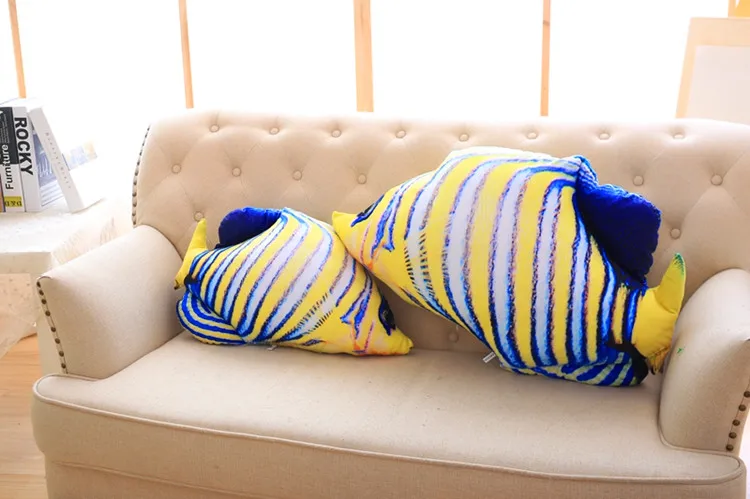 Огромный новые творческие синий и желтый в полоску морская рыба игрушка плюшевые морская рыба подушка кукла подарок около 120 см