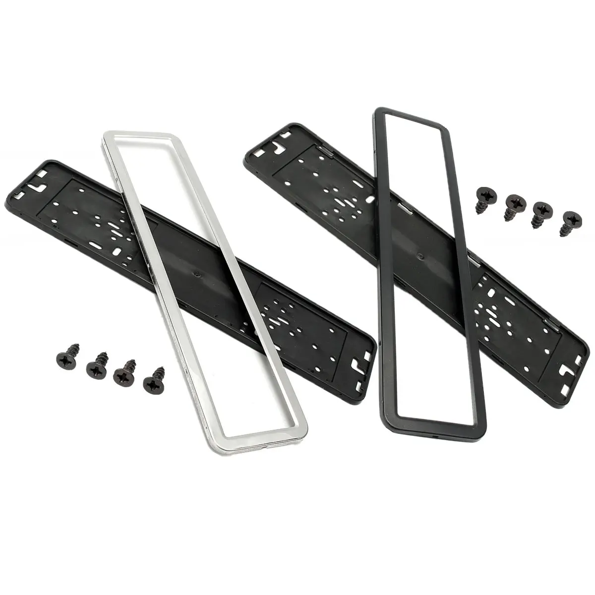 Set of Stainless Steel European / German / Russian 8K Car License Plate Frame Number plate