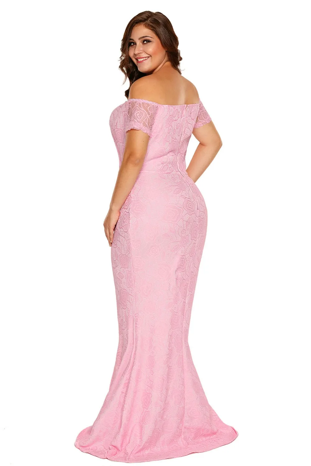 Pink-Plus-Size-Off-Shoulder-Lace-Gown-LC61602-10-5
