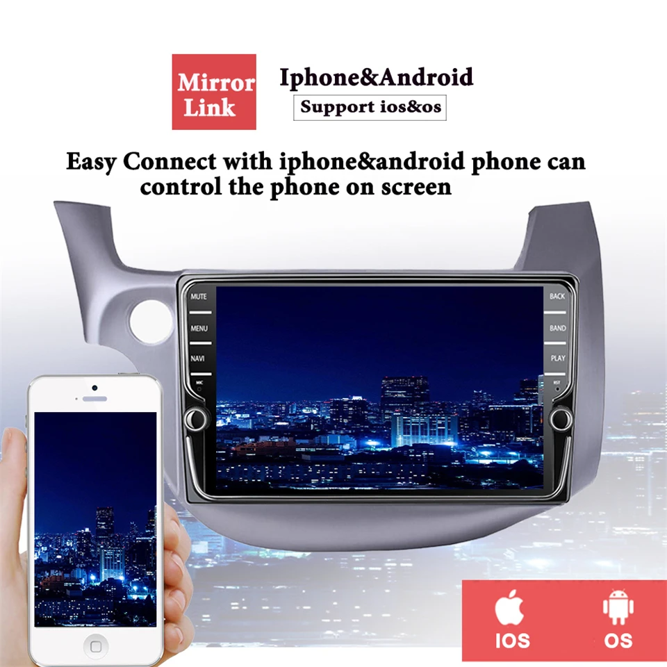 Discount 2 Din 9" Octa Core Android 9.1 Fit HONDA FIT JAZZ 2006 - 2013 radio Head Unit Multimedia Navigation GPS gps dvd bluetooth player 9