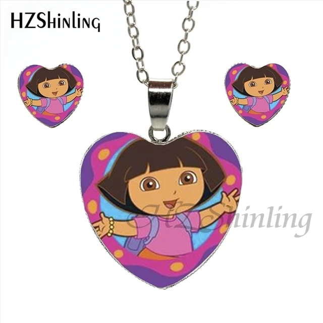 aliexpress com buy hes 038 wholesale dora heart necklace lovely girl aliexpress com buy hes 038 wholesale dora heart necklace lovely girl