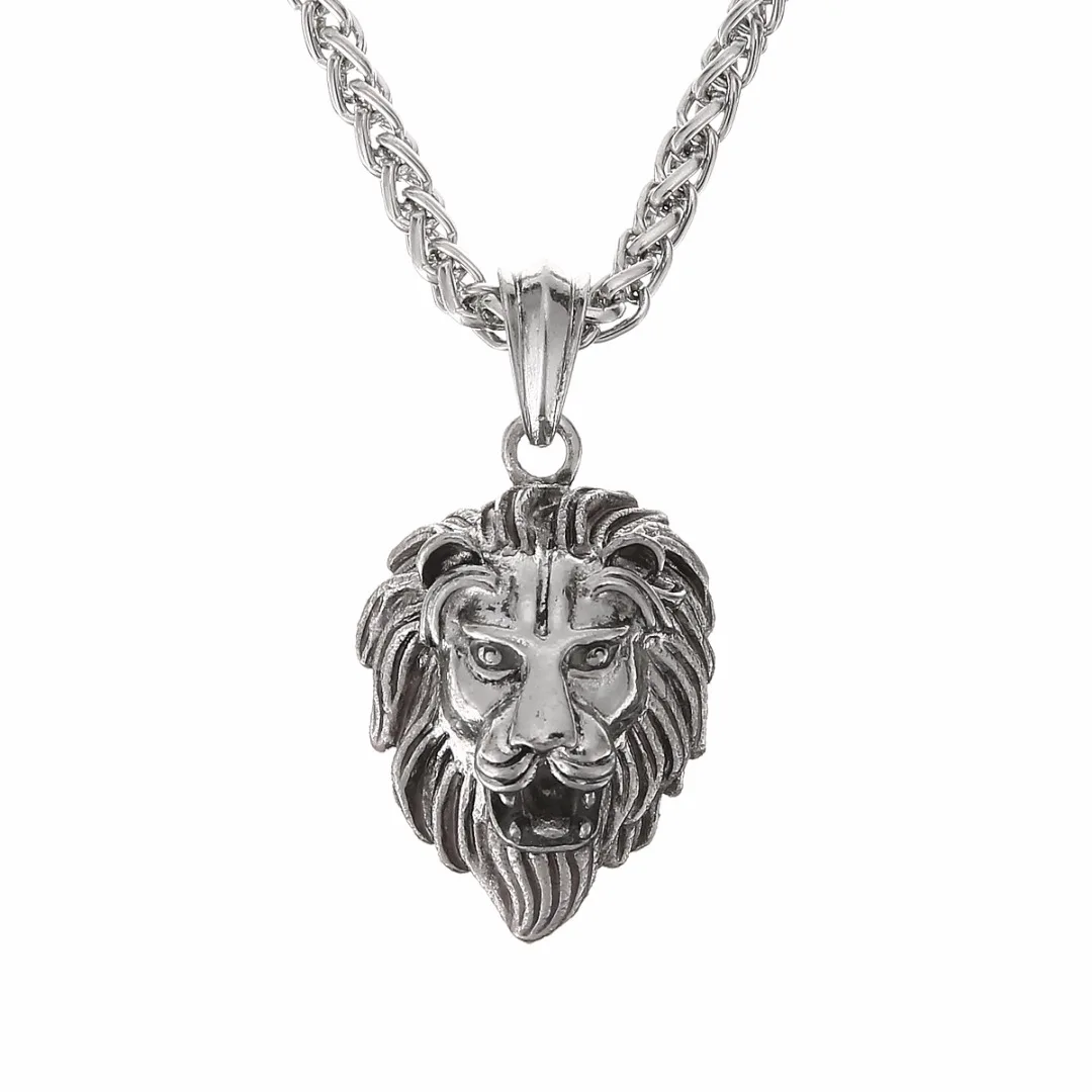 Men's Stainless Steel Luminous Glowing In The Dark Lion Head Pendant Necklace