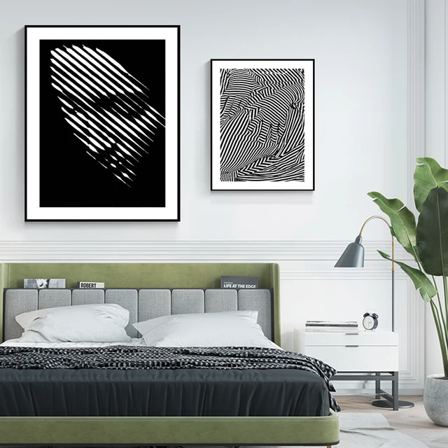 Abstract Women Face Figure Cuadros Black And White Wall Art 4