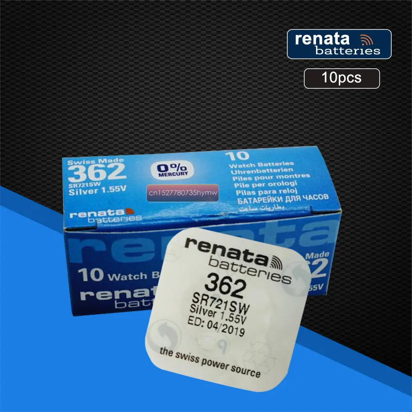 10 упаковок Renata длительный срок службы 362 SR721SW V362 62 AG11 Аккумулятор для