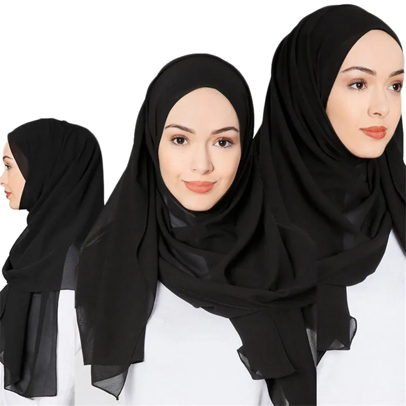 2019 мусульманский женский хиджаб шарф мягкий однотонный шифон исламский платок femme musulman платок хиджаб и обертывания головной платок hoofddoek
