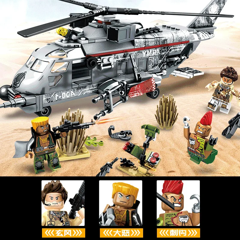 340pcs Apache Attack Helicopter Building Blocks Sets Compatible Legoingls Army Military Soldiers Bricks Toys For Boys