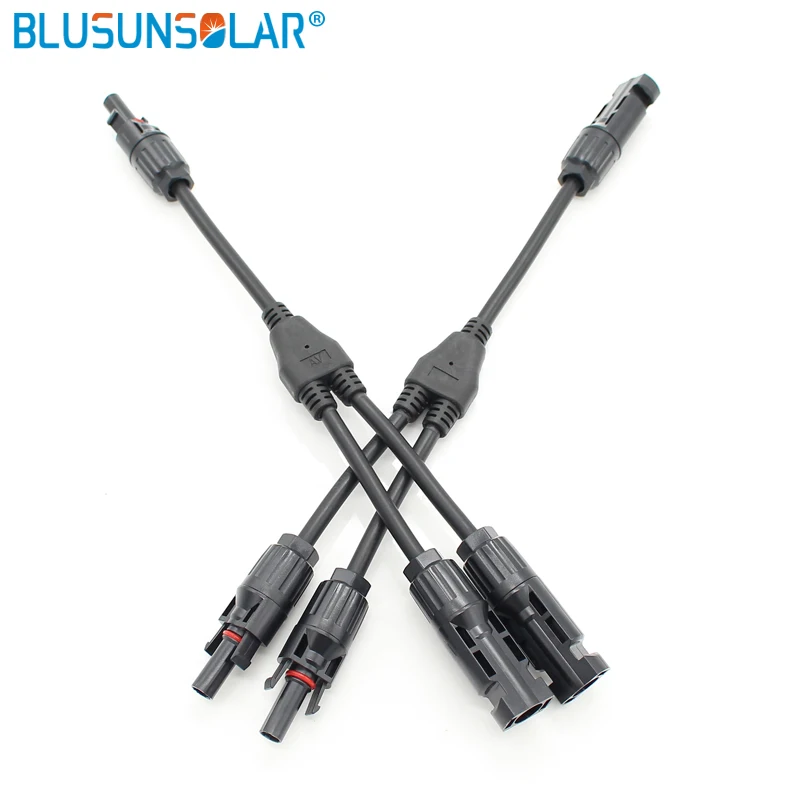 BLUSUNSOLAR 1 Pair IP67 MC4 2 to 1 Y Branch Connector 4.0mm Cable Connecting Solar System in Parallel