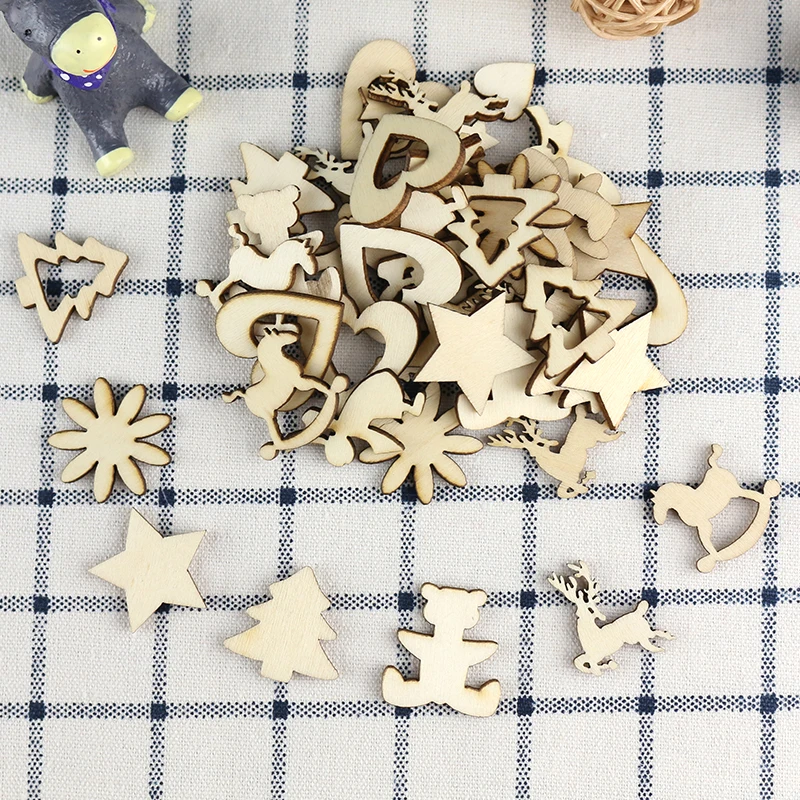 A Variety Of Styles Wooden Slices For Home Photo Ornament Wood DIY Accessories Embellishment for Art Handmade Crafts About 50pcs |