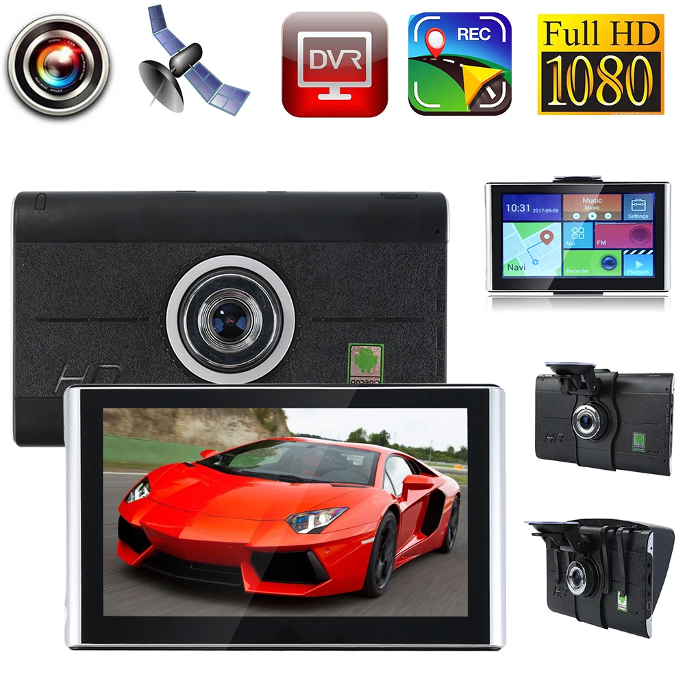 POPSPARK 7 дюймов HD 1920*1080P Wifi Android TFT сенсорный экран автомобильный gps-навигатор DVR Функция 170 градусов fm-передатчик