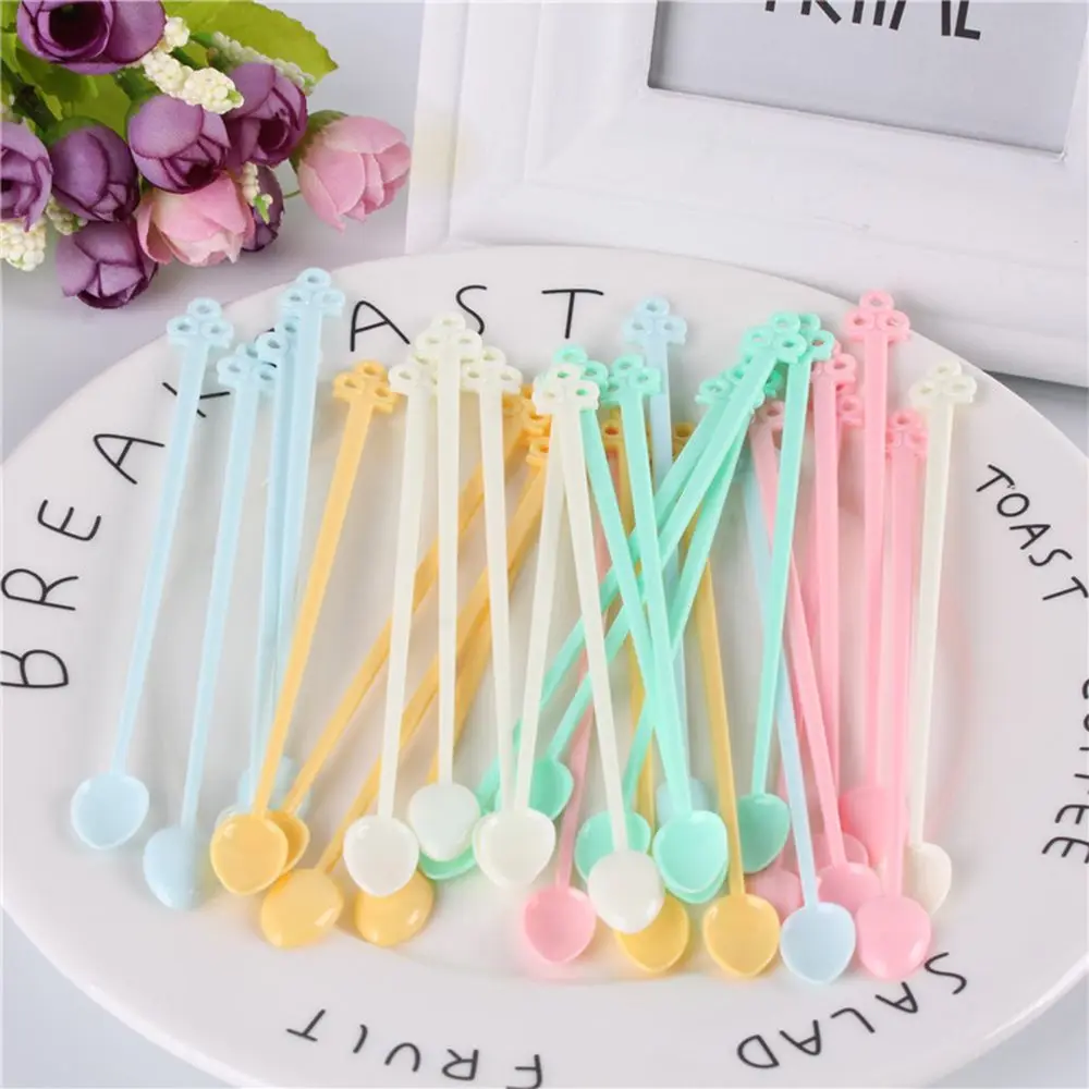 

30 Pcs/Set Mini Candy Color Plastic Coffee Spoon Tea Coffee Stirrer Spoon Drinking Tools