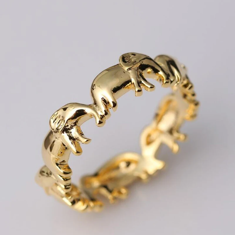 

Lovely Elephant Rings Light Gold Color Cute Small Animal Elephant Charm Finger Rings Unisex Jewelry Party Charm Gifts for Girls