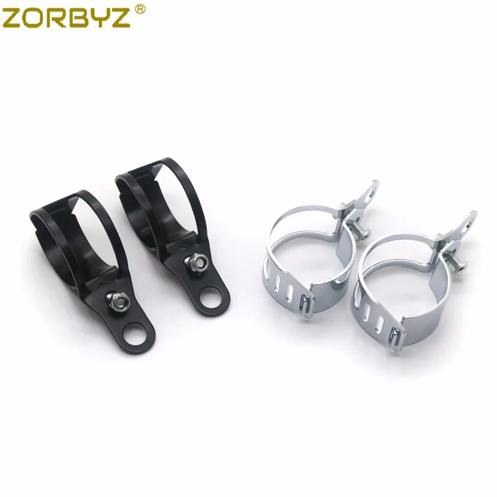 

ZORBYZ Motorcycle 41mm-51mm Black / Chrome Metal Front Turn Signal Light Bracket Fork Mount Clamp