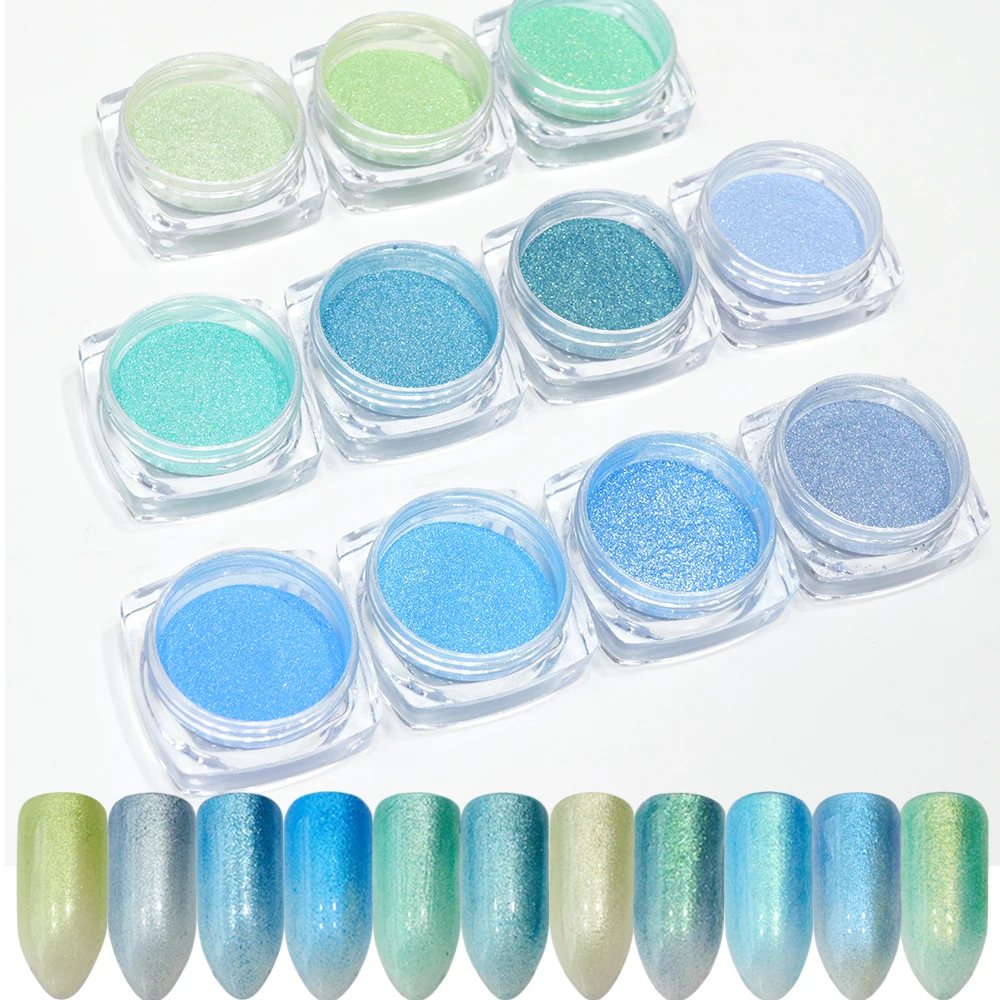 

1 Bottle Nail Glitter Blue Green Shimmer Thin Sequin Powder Dust Nail Art Polish Shiny DIY Dust Decoration tips Manicure LABJ