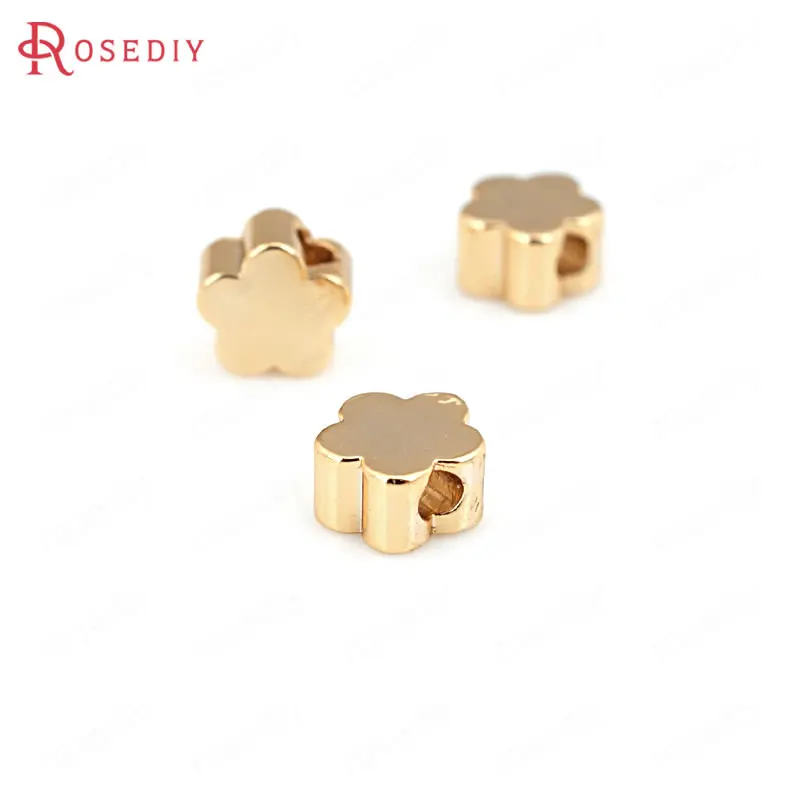 

20PCS 5x2.5MM 6x2.5MM 24K Gold Color Plated Brass Plum Flower Spacer Beads Bracelet Beads High Quality Jewelry Accessories